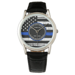 Thin Blue Line Pensionskasse Geschenk an die Poliz Armbanduhr