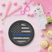 Thin Blue Line Pensionspolizei Glückwunsch Pappteller (Party)