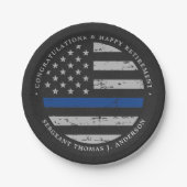Thin Blue Line Pensionspolizei Glückwunsch Pappteller (Vorderseite)
