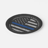 Thin Blue Line Pensionspolizei Glückwunsch Pappteller (Schrägansicht)