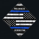 Thin Blue Line Personalisiert Police Dog Bandana Halstuch<br><div class="desc">Thin Blue Line Bandana - Amerikanische Flagge in Polizei Flag Farben, gestörtes Design . Personalisieren Sie mit dem Namen des Polizeihundes. Dieser personalisierte Polizeihund ist perfekt geeignet für Polizei- und Strafverfolgungsfamilien und alle, die sie unterstützen. COPYRIGHT © 2020 Judy Burrows, Black Dog Art - Alle Rechte vorbehalten. Thin Blue Line...</div>