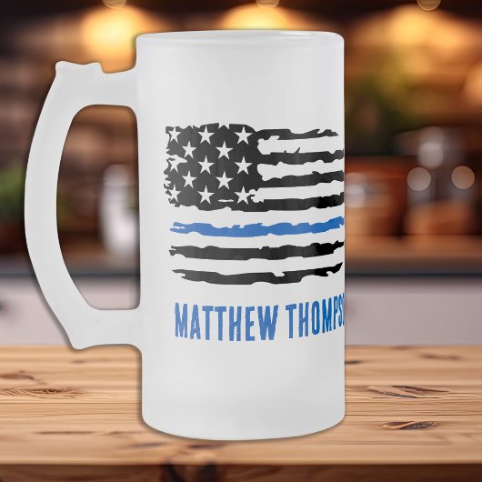 Thin Blue Line Personalisiert Police Officer Mattglas Bierglas