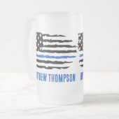 Thin Blue Line Personalisiert Police Officer Mattglas Bierglas (Vorderseite Links)