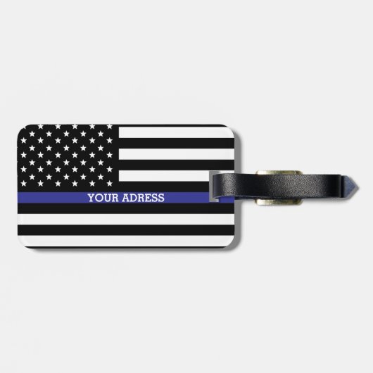 Thin Blue Line - Personalisierte amerikanische Fla Gepäckanhänger (Rückseite horizontal)
