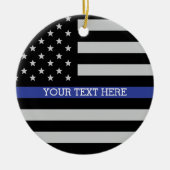 Thin Blue Line - Personalisierte amerikanische Fla Keramikornament (Vorne)