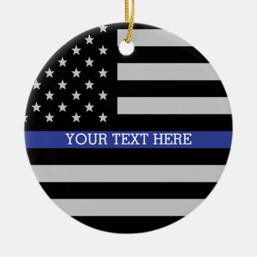 Thin Blue Line - Personalisierte amerikanische Fla Keramikornament (Vorne)