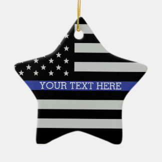 Thin Blue Line - Personalisierte amerikanische Fla Keramikornament