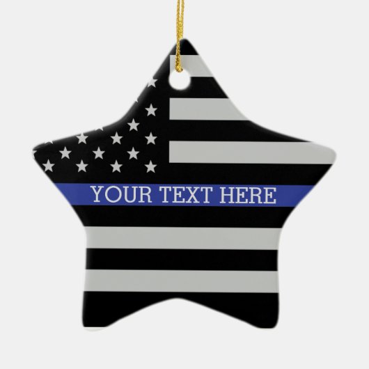 Thin Blue Line - Personalisierte amerikanische Fla Keramikornament (Vorne)