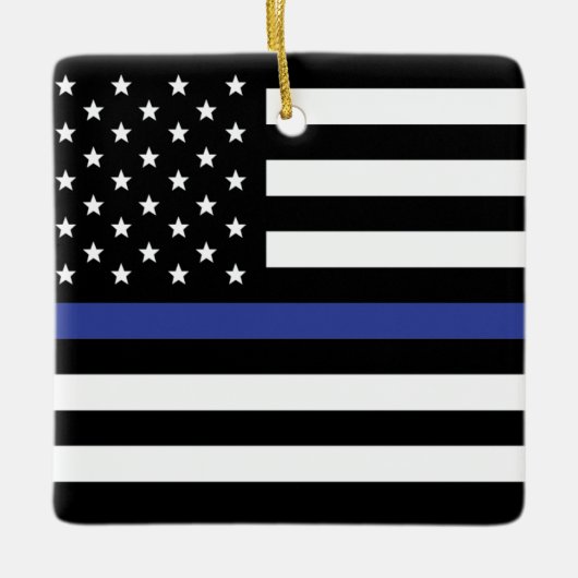 Thin Blue Line - Personalisierte amerikanische Fla Keramikornament (Vorderseite)
