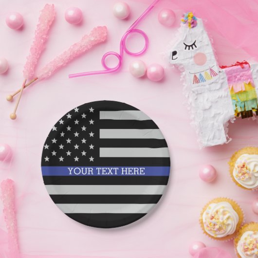 Thin Blue Line - Personalisierte amerikanische Fla Pappteller (Party)