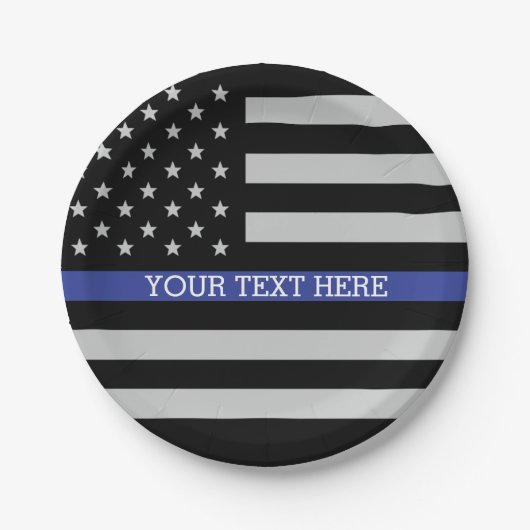Thin Blue Line - Personalisierte amerikanische Fla Pappteller (Vorderseite)