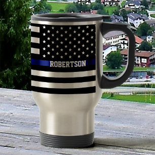 Thin Blue Line - Personalisierte amerikanische Fla Reisebecher