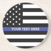 Thin Blue Line - Personalisierte amerikanische Fla Sandstein Untersetzer (Vorne)