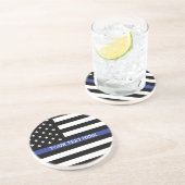 Thin Blue Line - Personalisierte amerikanische Fla Sandstein Untersetzer (Seite)