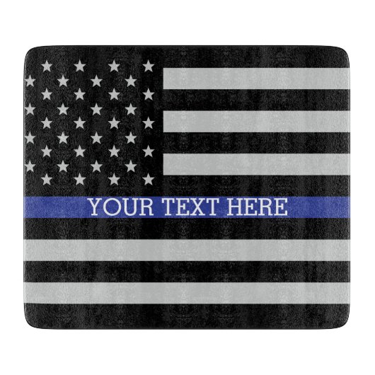 Thin Blue Line - Personalisierte amerikanische Fla Schneidebrett (Vorderseite)
