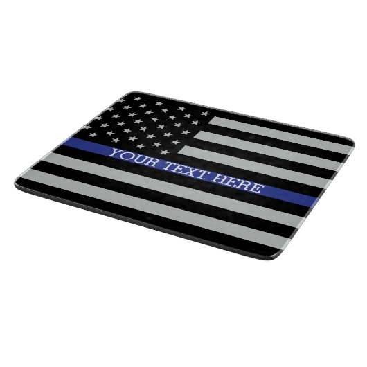 Thin Blue Line - Personalisierte amerikanische Fla Schneidebrett (Ecke)