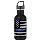 Thin Blue Line - Personalisierte amerikanische Fla Trinkflasche (Vorderseite)