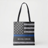 Thin Blue Line Personalisierter US-Flaggenpolizist Tasche (Vorderseite)