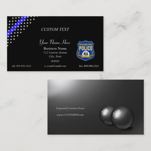 Thin Blue Line Philadelphia Business Card Visitenkarte (Vorne/Hinten)