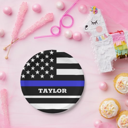 Thin Blue Line plate, US-personalisierte Polizeifl Pappteller (Party)