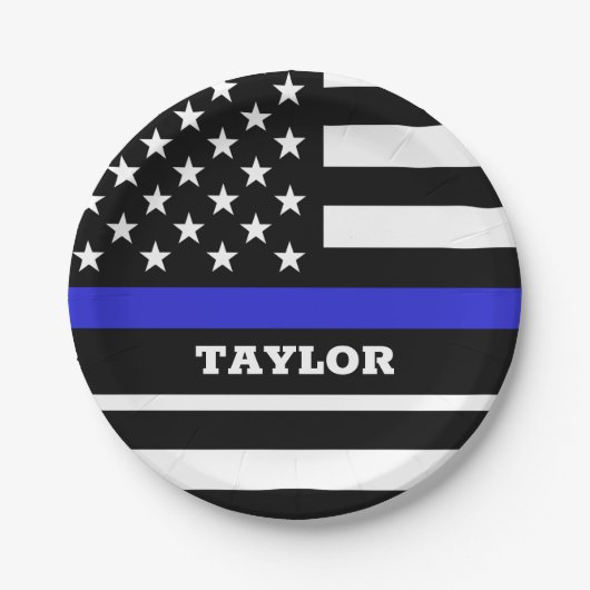 Thin Blue Line plate, US-personalisierte Polizeifl Pappteller (Vorderseite)