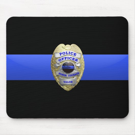 Thin Blue Line Police Abzeichen Mouse Pad Mousepad (Vorne)