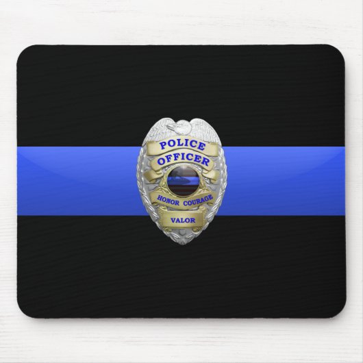 Thin Blue Line Police Abzeichen Mouse Pad Mousepad (Vorne)