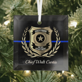 Thin Blue Line Police Abzeichen Personalisiert Orn Ornament Aus Glas