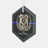 Thin Blue Line Police Abzeichen Personalisiert Orn Ornament Aus Glas (Vorderseite Links)