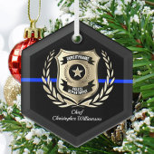 Thin Blue Line Police Abzeichen Personalisiert Orn Ornament Aus Glas