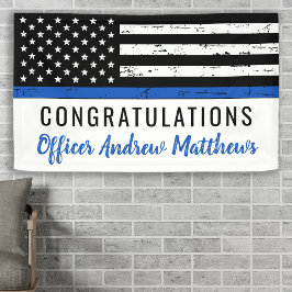 Thin Blue Line Police Academy Graduation Party Ver Banner