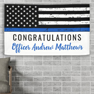 Thin Blue Line Police Academy Graduation Party Ver Banner