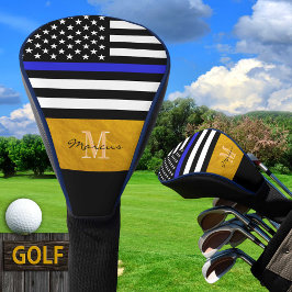 Thin Blue Line, Police, American Flag /Mit Monogra Golf Headcover
