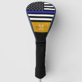 Thin Blue Line, Police, American Flag /Mit Monogra Golf Headcover (Vorderseite)