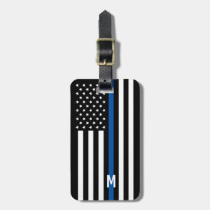 Thin Blue Line Police American Flag Monogramm Gepäckanhänger