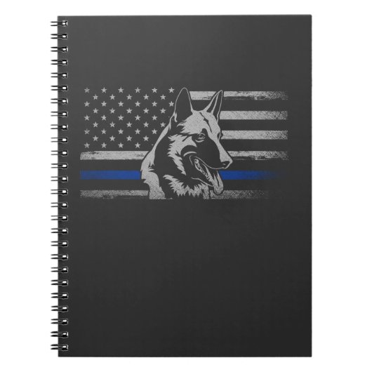 Thin Blue Line Police Belgium Malinois Hund Notizblock (Vorderseite)