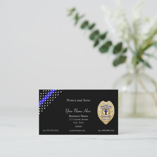 Thin Blue Line Police Chaplain Abzeichen Visitenkarte (Stehend Vorderseite)