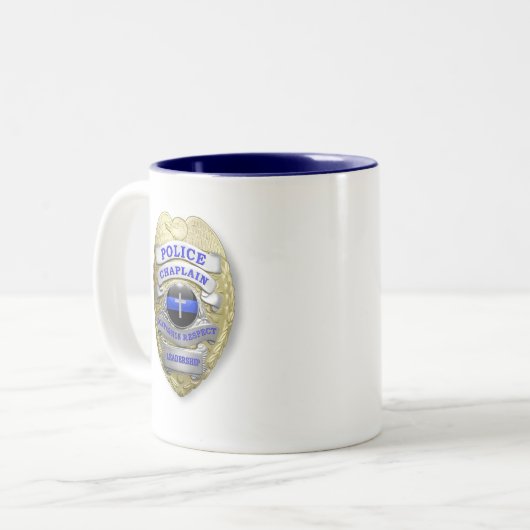 Thin Blue Line Police Chaplain Abzeichen Zweifarbige Tasse (Vorderseite Links)