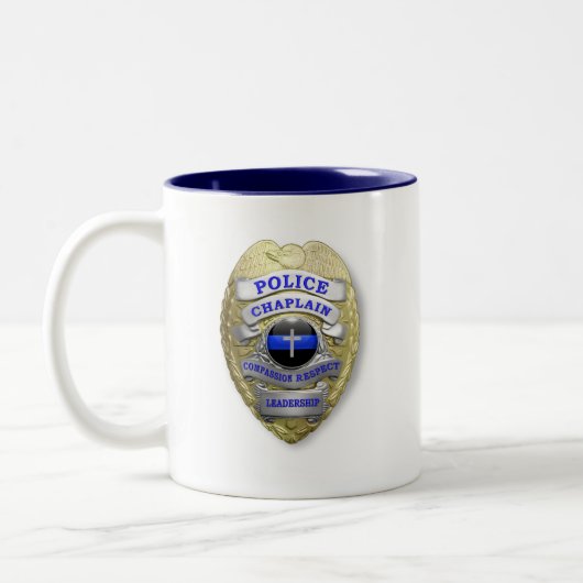 Thin Blue Line Police Chaplain Abzeichen Zweifarbige Tasse (Links)