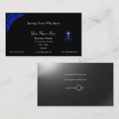 Thin Blue Line Police Chaplain Cross Business Card Visitenkarte (Vorne/Hinten)