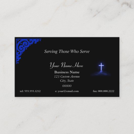 Thin Blue Line Police Chaplain Cross Business Card Visitenkarte (Vorderseite)