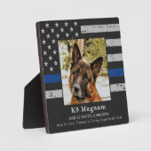 Thin Blue Line - Police Dog Photo EOW - Officer K9 Fotoplatte (Vorderseite)