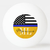 Thin Blue Line & Police Flag Mit Monogramm / Golde Tischtennisball (Vorderseite)