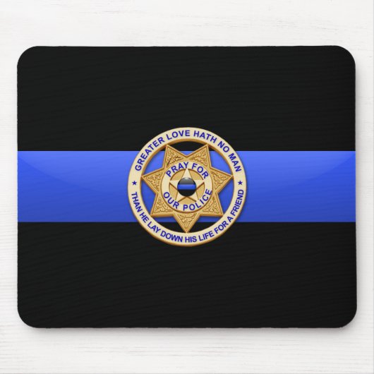 Thin Blue Line Police Greater Greater Liebe Abzeic Mousepad (Vorne)