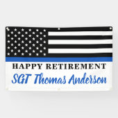 Thin Blue Line Police Happy Retirement Party Banner (Horizontal)