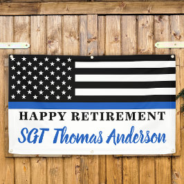Thin Blue Line Police Happy Retirement Party Banner