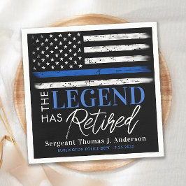 Thin Blue Line Police Legend Ruhestand Serviette