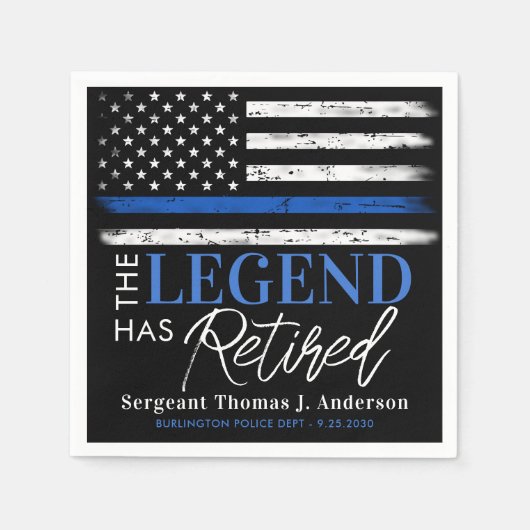 Thin Blue Line Police Legend Ruhestand Serviette (Vorderseite)