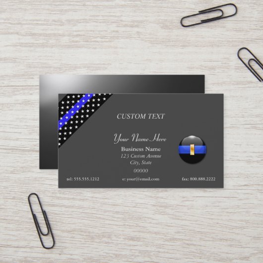 Thin Blue Line Police Lieutenant Business Card Visitenkarte (Vorderseite/Rückseite Beispiel)