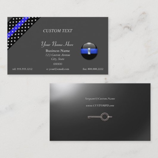 Thin Blue Line Police Lieutenant Business Card Visitenkarte (Vorne/Hinten)